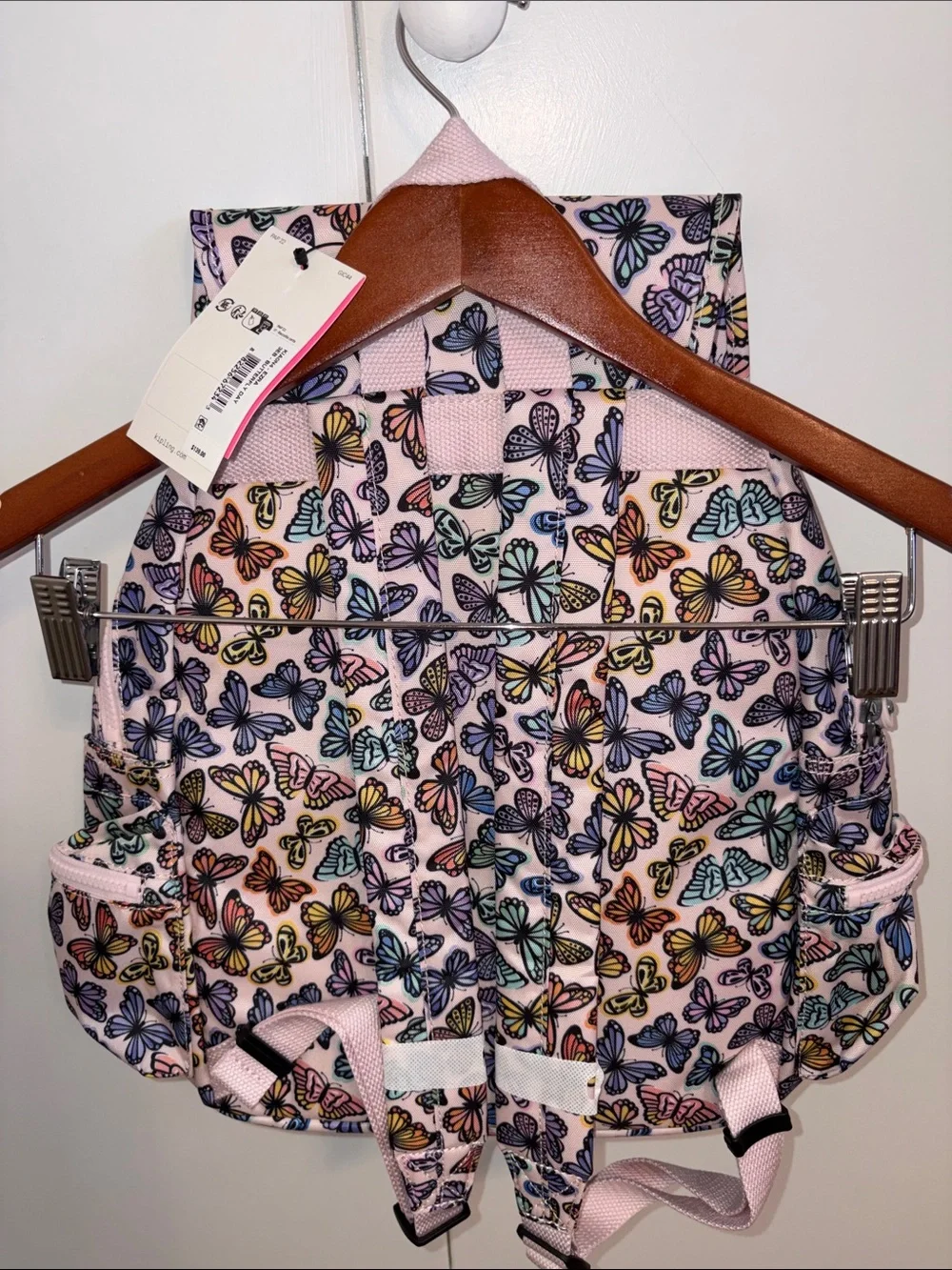 Kipling Pink Multicolor Butterfly Print Backpack